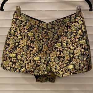 Topshop Black Metallic Gold Embroidered Cheeky Shorts